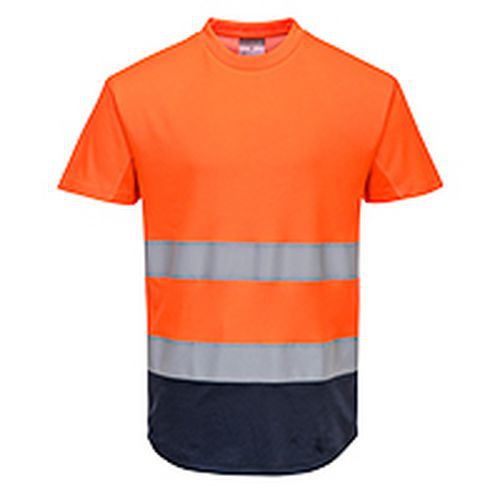 Kéttónusú Mesh póló, kék/narancssárga