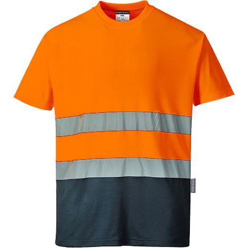 Kéttónusú Cotton Comfort póló, kék/narancssárga