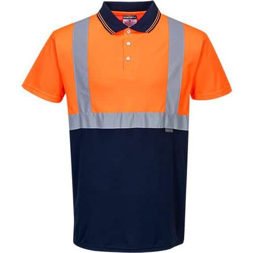Kéttónusú pólóing, kék/narancssárga
