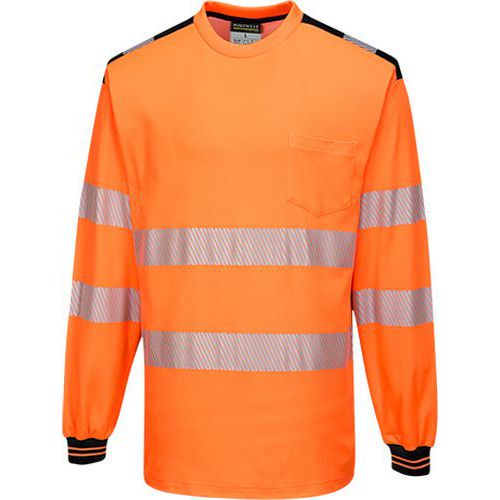 PW3 Hi-Vis hosszú ujjú póló, fekete/narancssárga