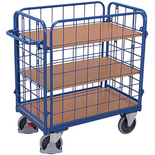 Polcos kocsik 4 hálós fallal, 3 polccal, 400-500 kg-ig