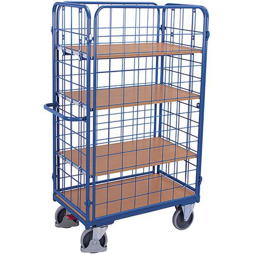 Polcos kocsik 4 hálós fallal, 4 polccal, 400-500 kg-ig