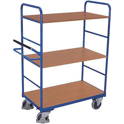 Magas polcú kocsik fogantyúval és kézifékkel, 3 polccal, 119,5 x 61 x 153 cm