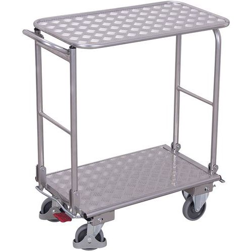 Összecsukható alumínium polcos kocsi, 150 kg-ig, 2 polc, 97 x 89 x 45 cm