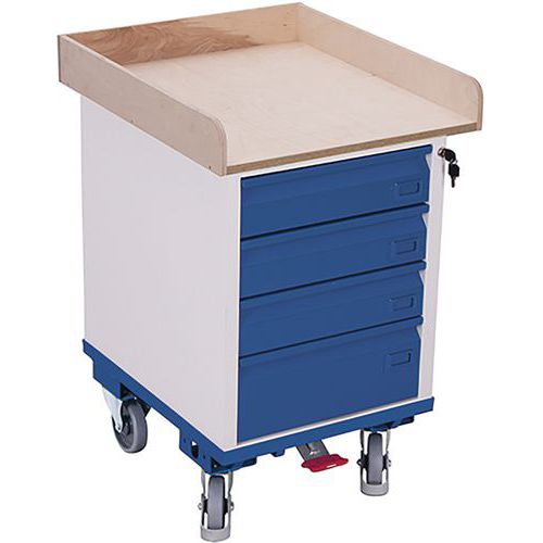 Műhelykocsi 4 fiókkal, magasított szélekkel, 57,5 x 66 x 90,5 cm Műhelykocsi 4 fiókkal, magasított szélekkel, 57,5 x 66 x 90,5 cm