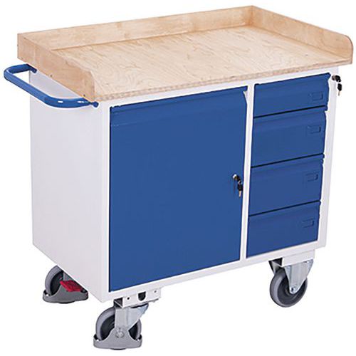 Műhelykocsik szekrénnyel és 4 fiókkal, emelt élekkel, 112,5 x 61 x 104 cm Műhelykocsik szekrénnyel és 4 fiókkal, emelt élekkel, 112,5 x 61 x 104 cm