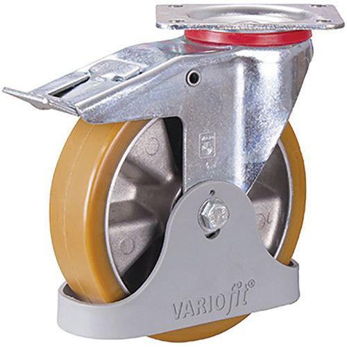 Poliuretán görgők karimás, 200 mm, 500 kg-ig, golyóscsapágyas