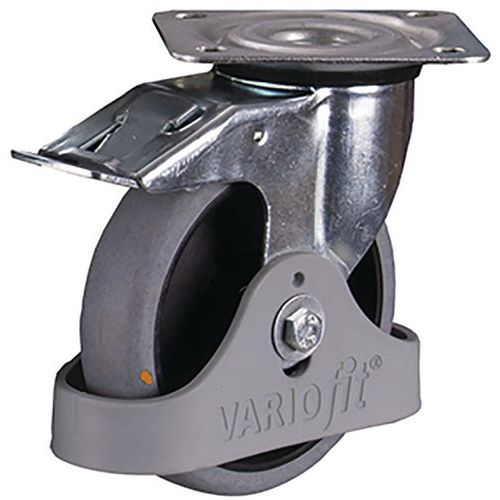 Hőre lágyuló görgők ESD karimával, átmérő 125 - 200 mm, golyóscsapágyas, forgó fékkel Hőre lágyuló görgők ESD karimával, átmérő 125 - 200 mm, golyóscsapágyas, forgó fékkel