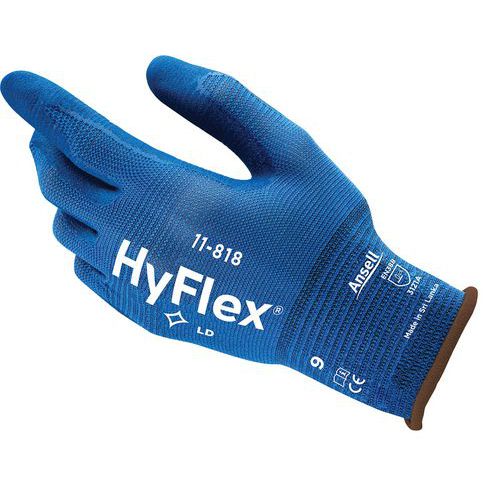Nylon kesztyű Ansell HyFlex® 11-818 félig nitrilbe mártott, 1 pár