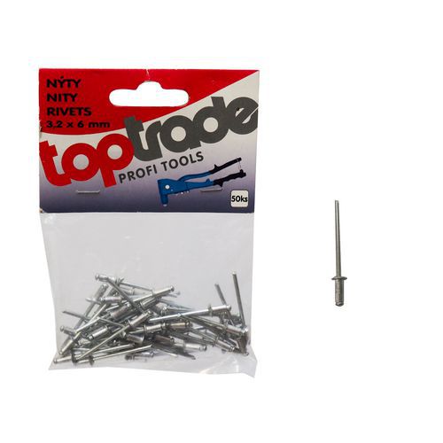 TOPTRADE alumínium popszegecs, 50 db-os kiszerelés, 3,2 mm