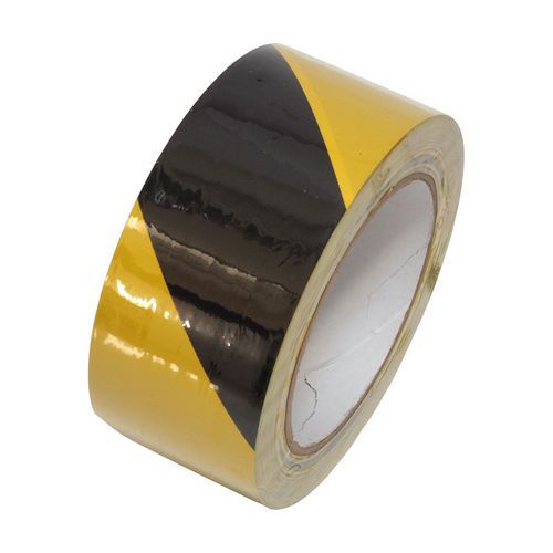 Figyelmeztető ragasztószalag, PVC, fekete-sárga, 50 mm x 33 m