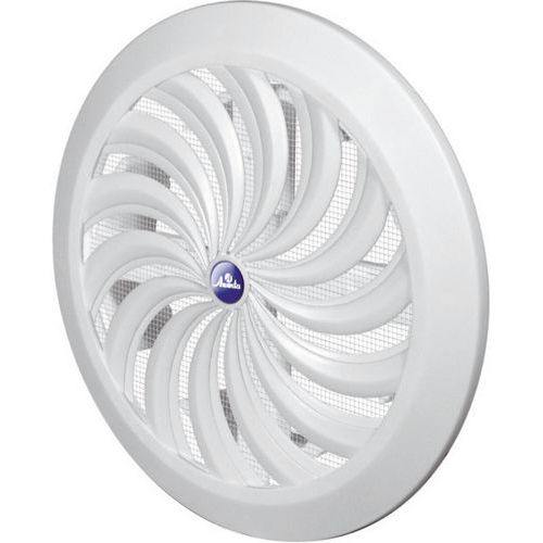 REFLEX szellőzőrács, műanyag, fehér, kerek, körös bordázat hálóval, 135 / 110 mm