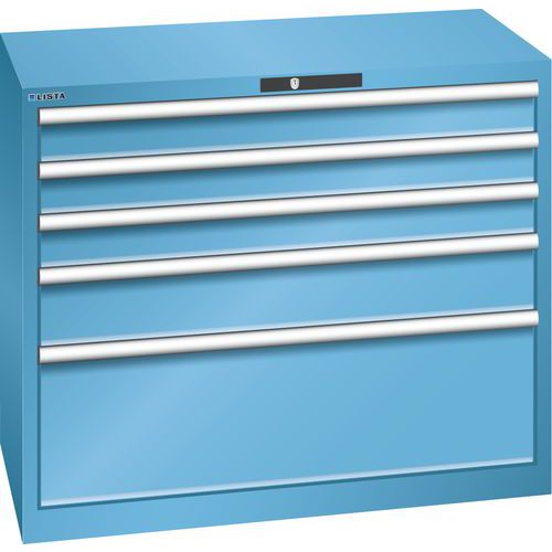 Lista műhelyfiókos szekrények, teherbírás 75 kg, 5 fiók