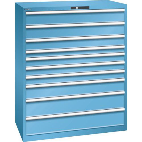 Lista műhelyfiókos szekrények 10, 11 és 12 fiókkal, 1193x725x1450 mm