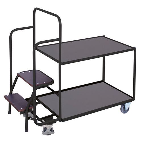 Lépcsős polcos kocsik, 250 kg-ig, 2 polccal