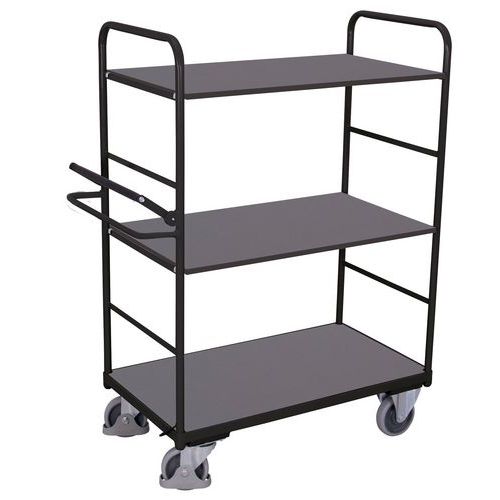 Magas polcú kocsik fogantyúval és kézifékkel, 3 polccal, 119,5 x 61 x 153 cm
