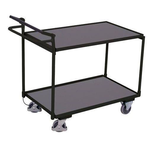 Polcos kocsik kézifékkel, 2 polccal, 250 kg-ig, 117,5 x 62,5 x 104,5 cm