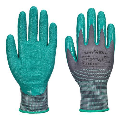 Grip 15 érdesített nitril kesztyű (12 pár), zöld/szürke