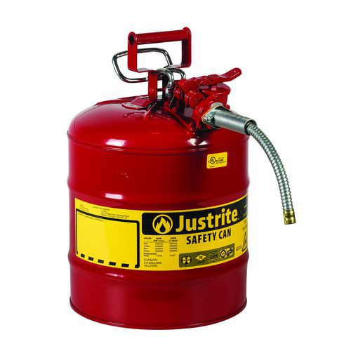 Justrite AccuFlow™ biztonsági tűzveszélyes tartályok tömlővel, piros színű