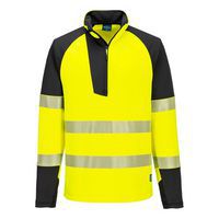 PW3 Hi-Vis 1/4 cipzáras hosszú ujjú póló, fekete/sárga