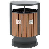 Kültéri szelektív hulladékgyűjtő szemetes, „wood look”, 2x39 l