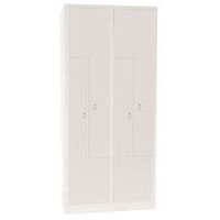 Fém szekrény, ajtó Z - Manutan Expert, 4 rekeszes, csavaros zár, szürke/szürke