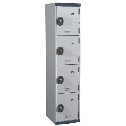 Acial hegesztett öltözőszekrények, 1 oszlopban 4 rekesszel, 400 mm, hengerzárral Acial hegesztett öltözőszekrények, 1 oszlopban 4 rekesszel, 400 mm, hengerzárral