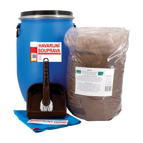 Baleseti készlet Reosorb víztaszító felitatóval, olajra, nedvszívó kapacitása 40 l Baleseti készlet Reosorb víztaszító felitatóval, olajra, nedvszívó kapacitása 40 l