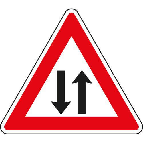 Kétirányú forgalom (A9) közlekedési tábla Kétirányú forgalom (A9) közlekedési tábla