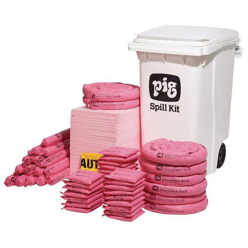 Kármentesítő készlet, hordozható, Pig, vegyi, elnyelési kapacitás 272 l Kármentesítő készlet, hordozható, Pig, vegyi, elnyelési kapacitás 272 l