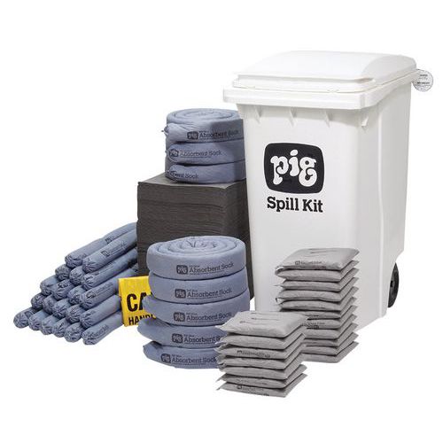 Kármentesítő készlet, hordozható, Pig, univerzális, elnyelési kapacitás 298 l Kármentesítő készlet, hordozható, Pig, univerzális, elnyelési kapacitás 298 l