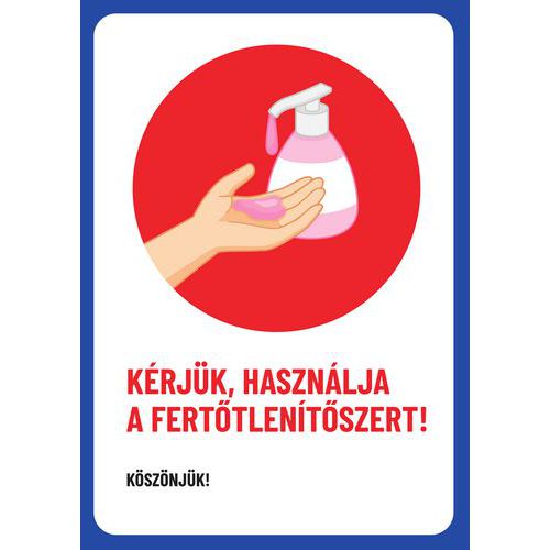 Használjon fertőtlenítő gélt, műanyag, 297 x 210 x 0,5 mm, A4 Használjon fertőtlenítő gélt, műanyag, 297 x 210 x 0,5 mm, A4