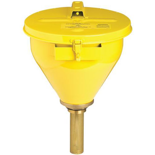Fém tölcsér Justrite fedéllel gyúlékony anyagokra, átmérője 27 cm, hossza 82 cm Fém tölcsér Justrite fedéllel gyúlékony anyagokra, átmérője 27 cm, hossza 82 cm